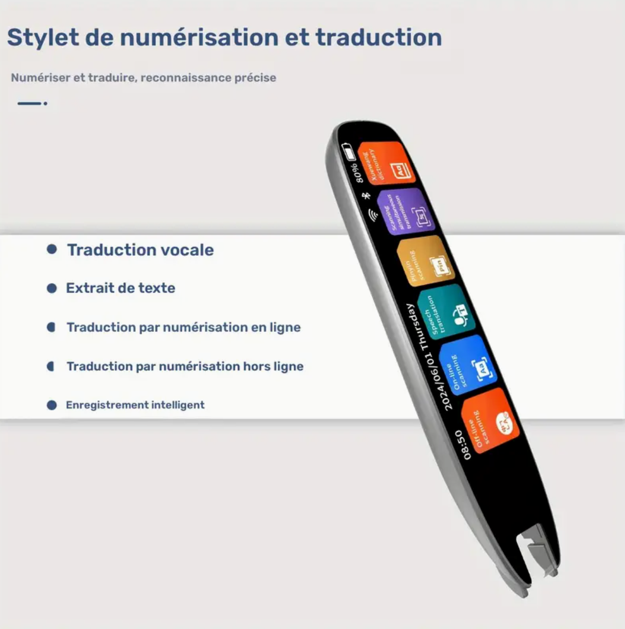 Stylo-Scanner de Traduction 142 Langues – Wi-Fi, Écran 3,5", Caméra & Batterie USB + CADEAU OFFERT!