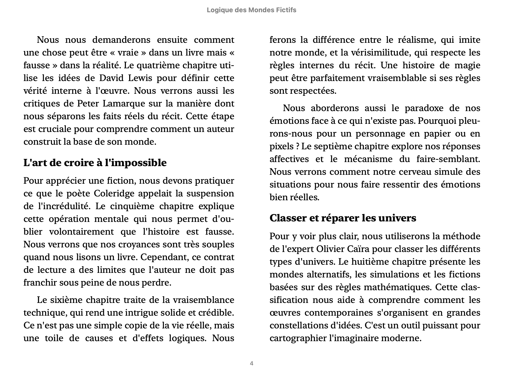 Logique des Mondes Fictifs: Cohérence et vérité (Écrire sa légende)