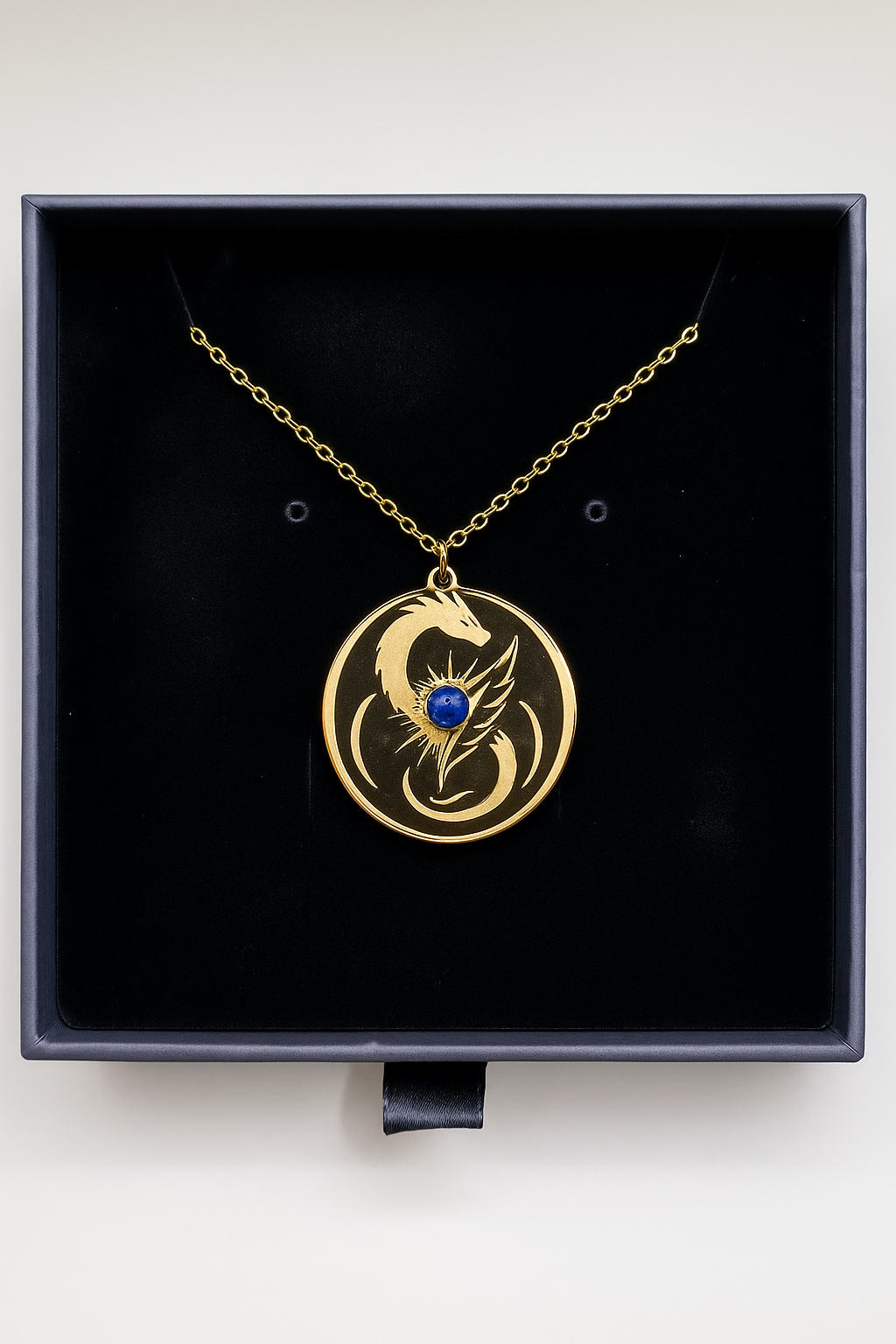 Médaillon Premium Lapis-Lazuli – I AM MY OWN LEGEND (Format Compact 2,5 cm)